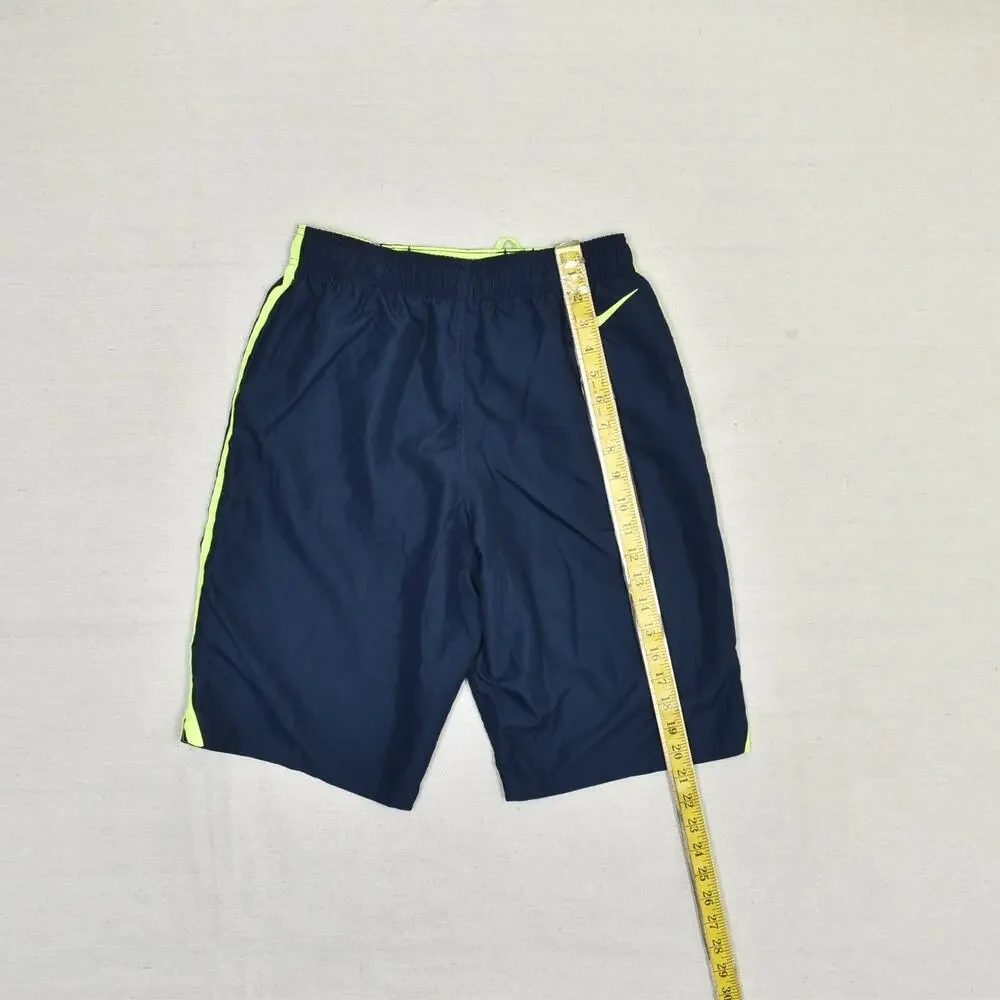 Nike Men's Swim Trunk Sweat Shorts Nylon Blue Size S Swoosh Lined Pockets